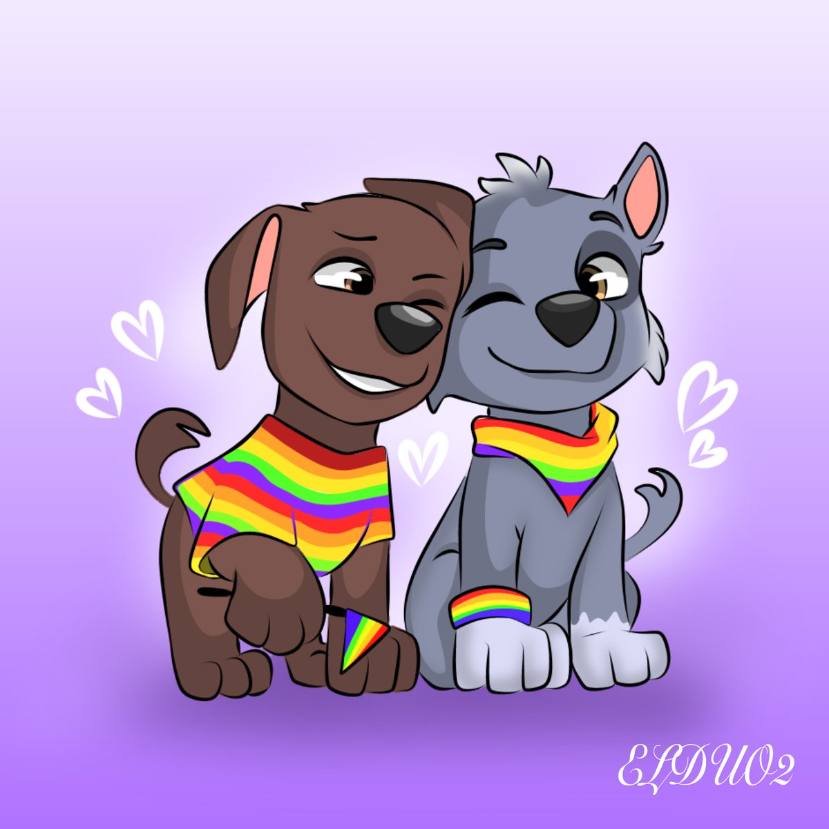 ChaseyMarshall1's tweet photo. Extra drawing to continue celebrating this #PrideMonth, now with Rocky and Zuma.

It is seen that they are having a great time, their joy, mutual support is noticeable, and their affection stands out. 🧡💚

#Rocky #Zuma #PawPatrol #Zucky https://t.co/VJzjfqjgGz