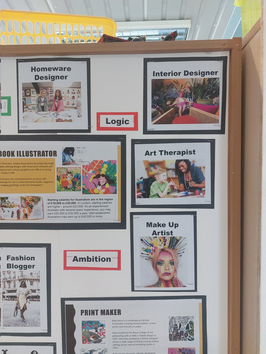 We've been changing displays in the Art Department ready for open night tomorrow! Really pleased with how my Art & Design careers board turned out 🤩 hope it inspires some students! #ArtAndDesign #Careers #ArtAndDesignCareers #Skills #Creativity #InspiringStudents #Employability