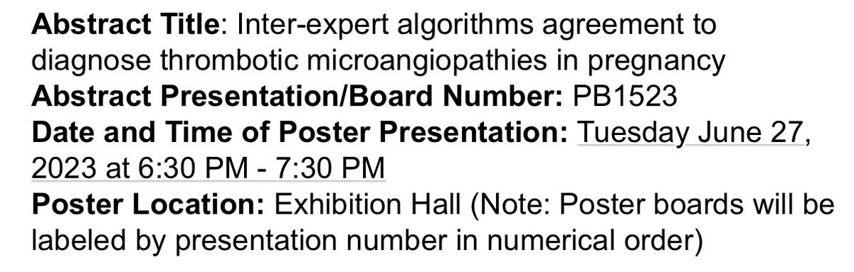 #ISTH2023 
Tonight we will share our work on the use of #TMA algorithms to differentiate Preeclampsia, #HELLP, #aHUS and #TTP. Such algorithms can dramatically increase recognition of postpartum #aHUS.
