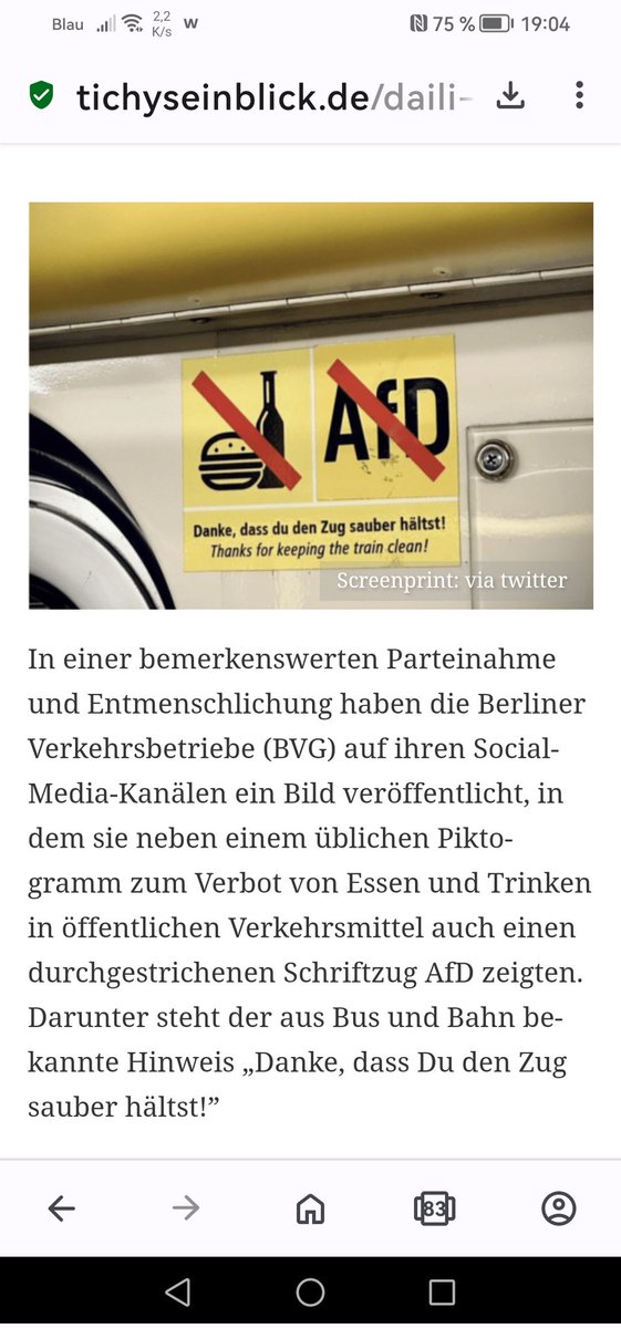 @OliverSKBerlin @BVG_Kampagne Da kommt die BVG nicht mehr heraus. Das ist Strafrechtlich relevant. Wenn nicht gar Volksverhetzung. Die AFD muß man nicht mögen aber Sie ist eine Demokratisch gewählte Partei im Parlament. Demokratie bedeutet griech.: Herrschaft des Volkes. Es wird Zeit sich daran zu erinnern.