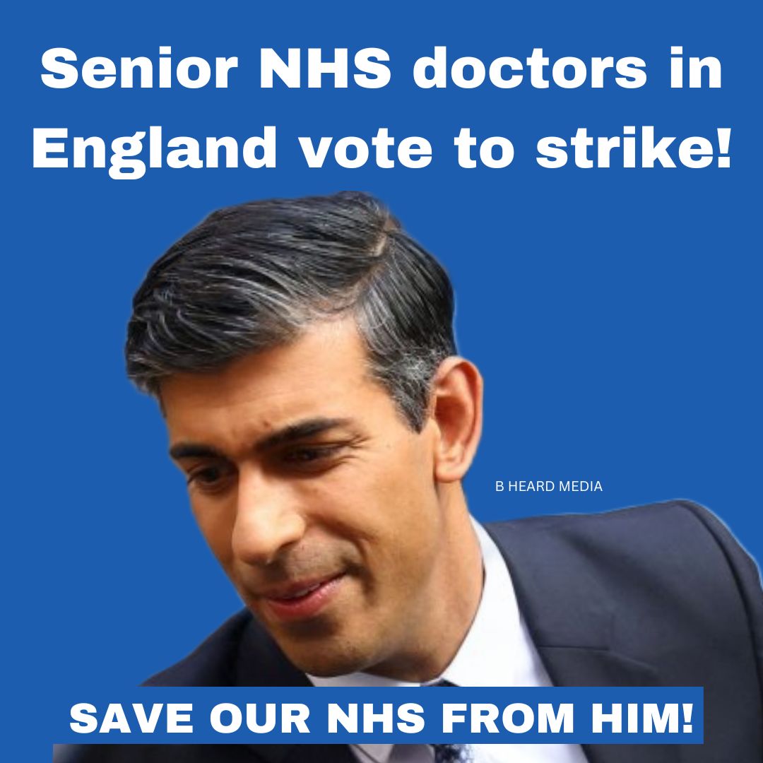 Senior NHS doctors in England vote to strike

📮 71% Turnout

❌️ 86% vote to strike

'This vote shows how furious they are at being repeatedly devalued by government. Consultants are not worth a third less than we were 15 years ago and have had enough”
#SaveOurNHS
#ToriesOut355