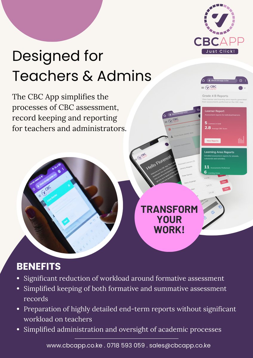 BosworthBanks's tweet image. Are you a teacher in Kenya struggling with recording and analyzing both formative and summative assesment?
Worry no more CBC App got you coverd?
Call 0793036823 for more info
#CBCApp
#transformyourwork
#EducationForAll
#Teachers
#CBC