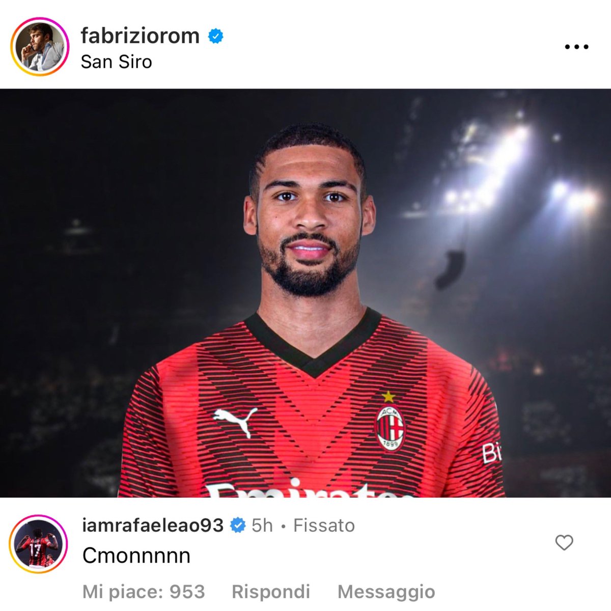 Ruben Loftus-Cheek ✖️ AC Milan…

…approved by Rafael Leão ✅🔴⚫️