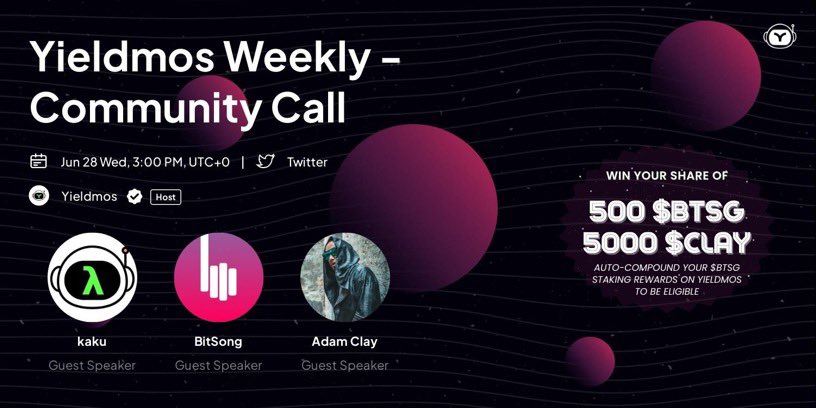 Wassup y’ll!! Make sure u don’t miss @yieldmos #web3community call! I’ll be showing up as guest speaker @BitSongOfficial🎙️🔊 #Web3music is growing stronger day by day. #Support the #blockchain movement 👊🏽 #fantoken #nft @sinfoniazone 🚀
