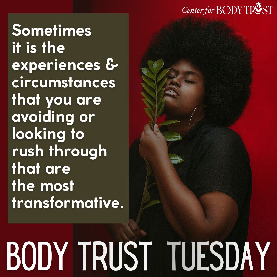 BodyTrustCenter's tweet image. We want you to know who you’ve always been and what’s been waiting for you beneath the shame and the self-blame, the trauma, the internalized oppression.
We encourage you to keep returning to this work so you do not miss
out on the wild, transformative part. #BodyTrustTuesday