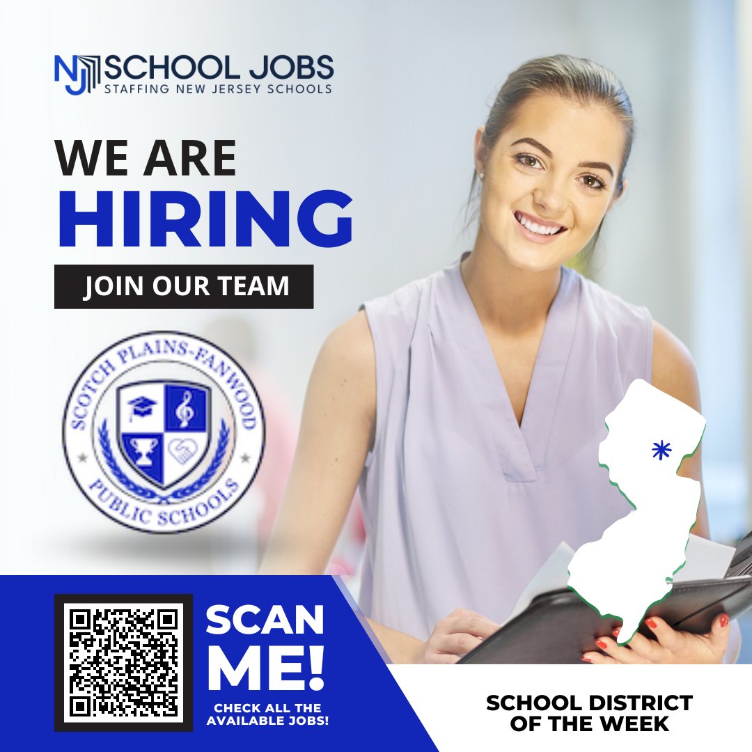 SPFTech_Treglia's tweet image. Scotch Plains-Fanwood Schools is hiring! Come join Team #SPFProud - be a part of our amazing community of learners and leaders!