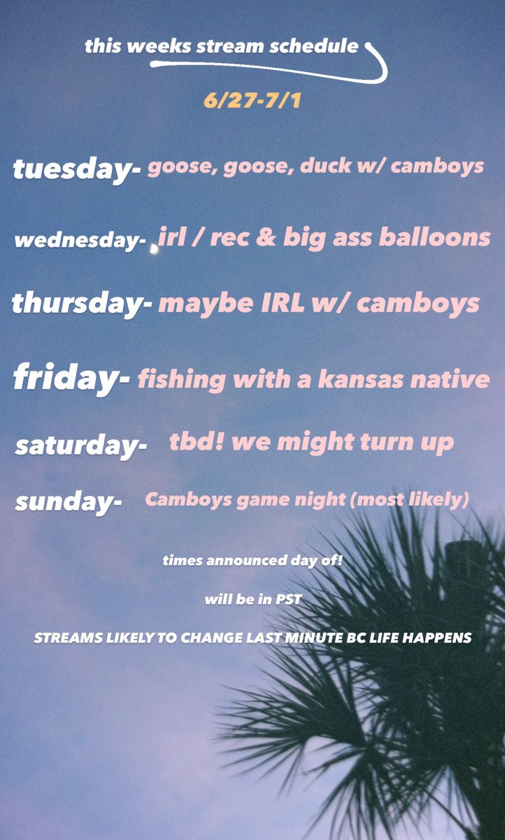 jcstwitchclips's tweet photo. this weeks stream schedule! 🤭👩🏻‍💻

fun happens at https://t.co/Q8a19kwRbc

after party on https://t.co/goQ4BzUkEO https://t.co/wZJZaTCEkZ