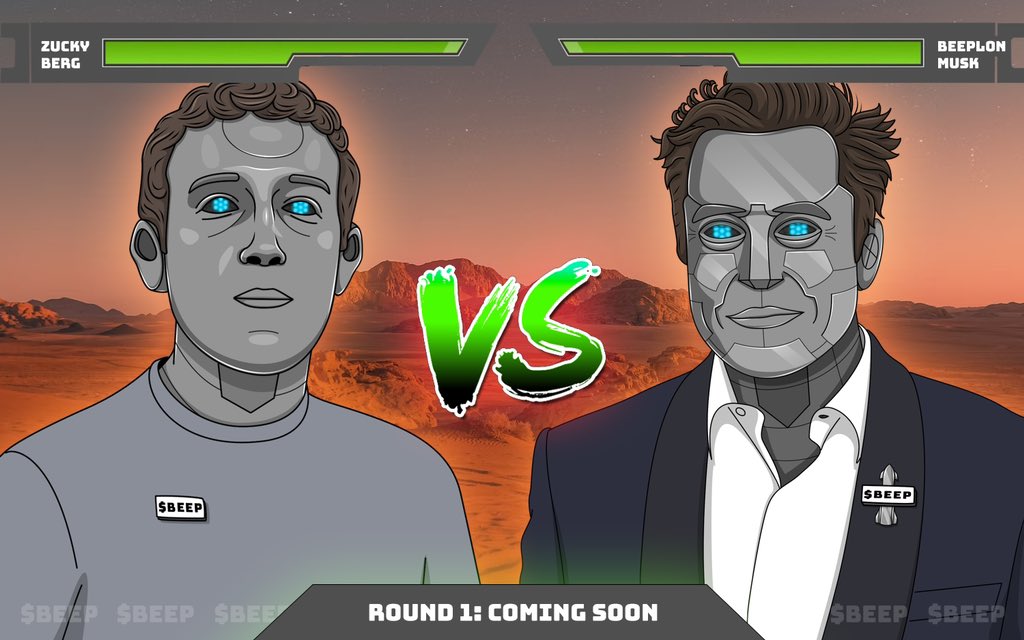 beepmemecoin's tweet photo. You know we had to do it…

Zuckyberg vs BEEPlon musk 🫣

Coming soon to $BEEP 🤖⚡️ https://t.co/T3StLfZP3p