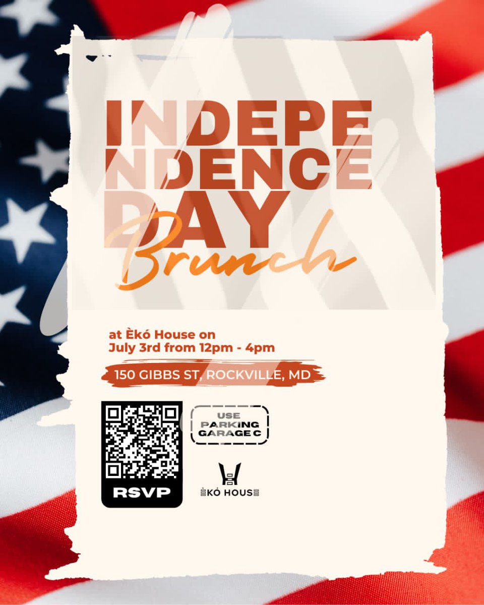 Join us on July 3 for an elegant brunch dinner celebrating the Independence day of our great country.🇺🇸🍲🎉
.
.
.
#EkoHouse #restuarantsindmv #independenceday #independencedaybrunch #dcfood  #dmvfoodie #goodfood #dceats #africanfood #dmvbrunchspot   #nyc #maryland