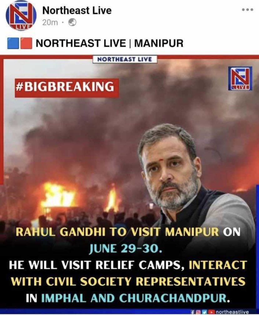 BeingChikim's tweet photo. Future PM of India Shri @RahulGandhi the people’s leader will be visiting Violence torn state Manipur @INCIndia @Thapa4INC
#SeparateAdministration #SeparateAdministration4PeaceSake #SeparateOnlySolution #SeparateAdministrationOnlySolution https://t.co/FteBmJNoEO