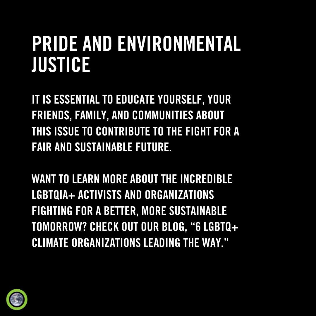 ClimateReality's tweet photo. It's #PrideMonth, and it's important to know how the #LGBTQIA+ community is impacted by climate and environmental injustice. Everyone deserves a safe and healthy environment, regardless of their sexual orientation or #genderidentity. That's why we need to #ActOnClimate now! https://t.co/FkYf3tDyXh