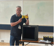 CadetsWMP's tweet photo. #1SH @ChelmsleyWMP were extremely fortunate to be given an input by the @wmPolice @firearmsWMP around the police use of Taser and how it works. The Cadets then had the opportunity to handle the #Training equipment. A HUGE thank you to Taser Device Supervisor Bellamy for the input https://t.co/2YJsqrV8VB