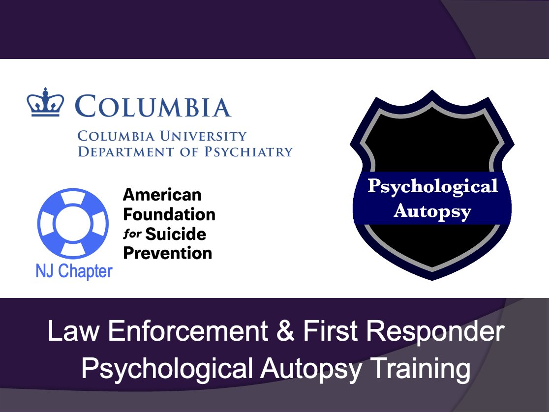 ColumbiaCPTD's tweet photo. We're proud to partner with @afspnewjersey to bring the Psychological Autopsy training to NJ police across the state.

Part of preventing suicide &amp; treating depression is understanding as best as we can what happened in a person's life leading up to them dying by suicide.
#AFSPNJ https://t.co/wlMaepsWkj