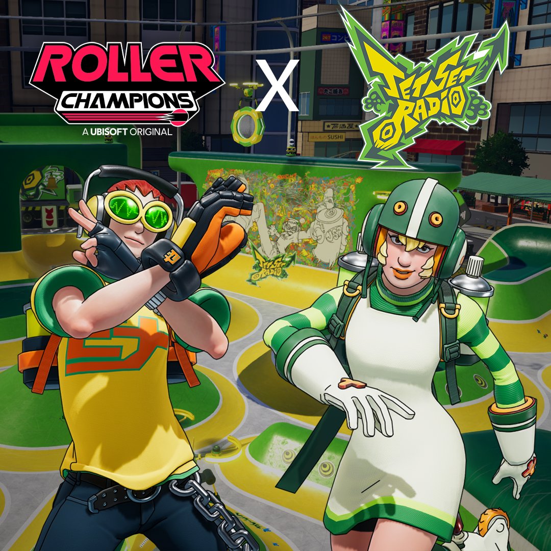 THAT'S RIGHT CHAMPS! The time has come for the JET SET RADIO™ rudies to ROLL UP TO GLORY! For TWO WEEKS, the Skatepark has a new [spray]paint job, earn a special JSR Goal Explosion, and more! Race ya to the rink! 😎😉 -GGs