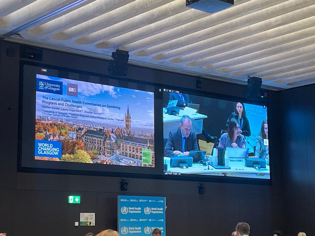Our ⁦@shwardle⁩ giving an overview of the ⁦@TheLancetPH⁩ commission on #gambling at the ⁦@WHO⁩. Much more to come on this! #CDoH #gamblingharms