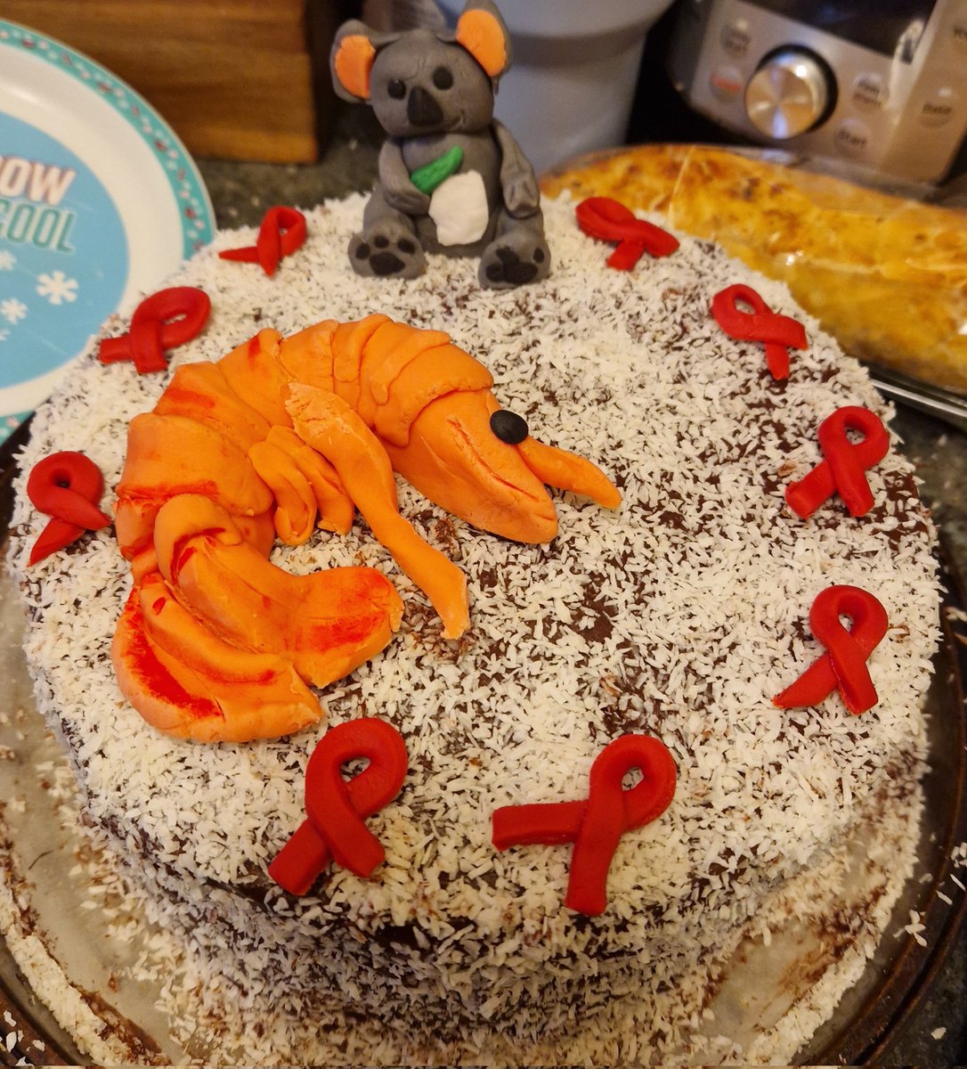 #leavingcake for one of our amazing team #apcteam. In true Auz style - Lamington cake. #HIV red ribbons