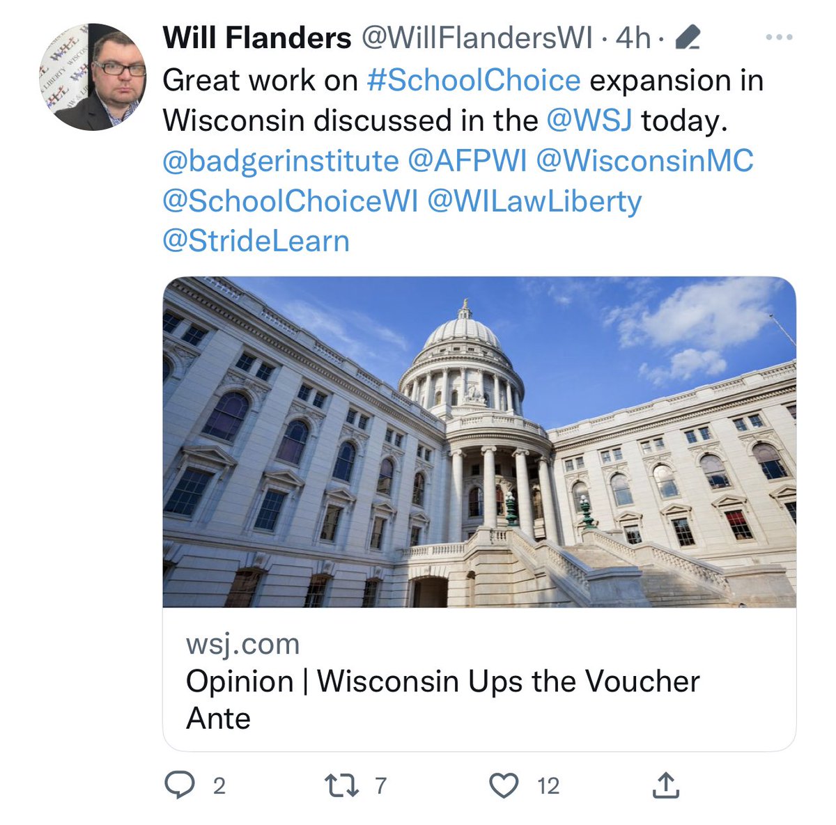 joshcowenMI's tweet photo. School Choice Wisconsin is a Bradley Foundation outfit, and the Badger Institute part of the #statepolicynetwork aligned with Koch groups and others. In case anyone is wondering why in the hell @WSJopinion editorial board is writing about some obscure #wisced report today https://t.co/iLMJHoKaF3