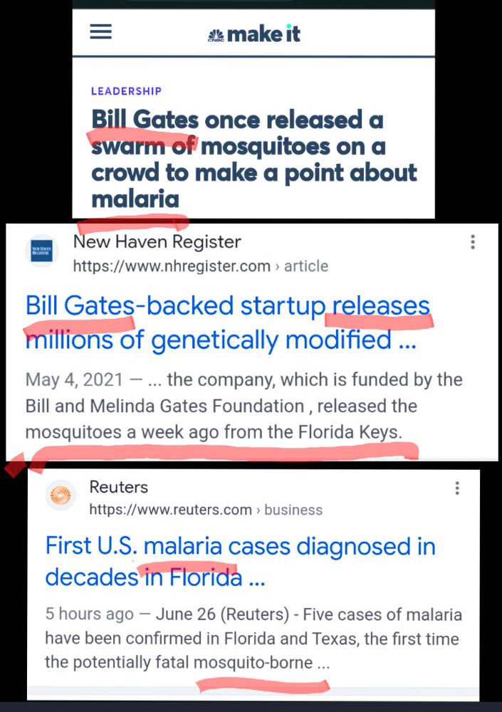 🦟 #Malaria 🦠 ( #BillGates is literally in charge of the #DepopulationAgenda ) 

#LuciferianBrotherhood #SatanicAgenda #NewWorldOrder #Agenda2030 #BioWeapons #ZionismIsTerrorism #NWO #CIA #Mossad

LINKS:👀
interestingengineering.com/science/bill-g…

msn.com/en-us/money/ne…

cbsnews.com/news/malaria-c…