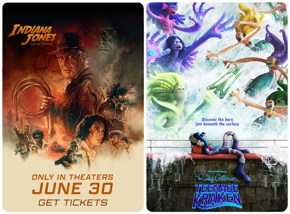 OPENING THIS WEEK ✨ Get ready for one final adventure with Indy! Tag along for the journey with #IndianaJones and the Dial of Destiny. You could also see the coming-of-age fantasy, Ruby Gillman #TeenageKrakenMovie🔱  Get tickets for these features now at foxshowtimes.com.