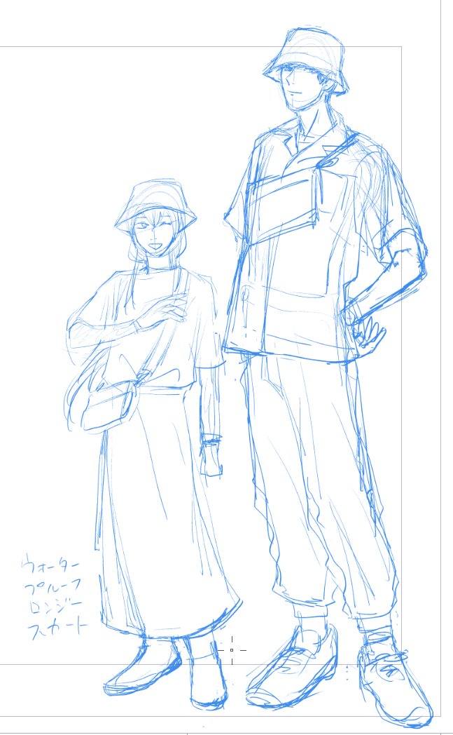 「春夏の野外ロックフェスでよく見るコーデと都市型フェスでよく見るコーデ描き出し」|かるた🕊Let's Go TOKYO❤のイラスト