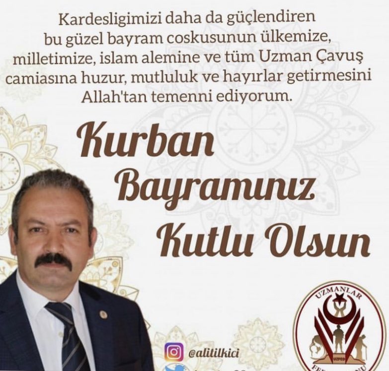 #UzmanÇavuş
@alitilkici38 Tüm Uzman Çavuş Ve Ailelerinin Kurban Bayramı Kutlu Olsun.