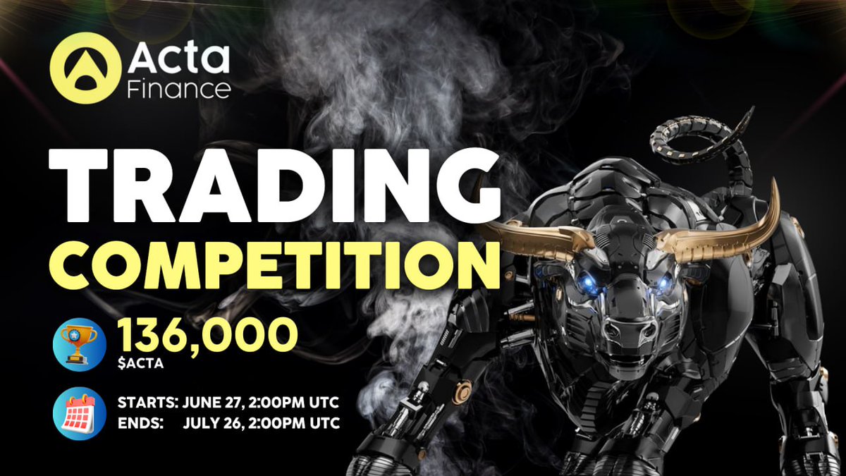 ACTA Trading Competition - Live NOW

🟢27th June - 26th July
💰136,000 $ACTA rewards
Trading counts on ActaFi Swap &amp; @traderjoe_xyz

More info: shorturl.at/jxCRX

#Tradingcompetition #DeFi #ActaFiSwap #Avalanche #swap #Staking