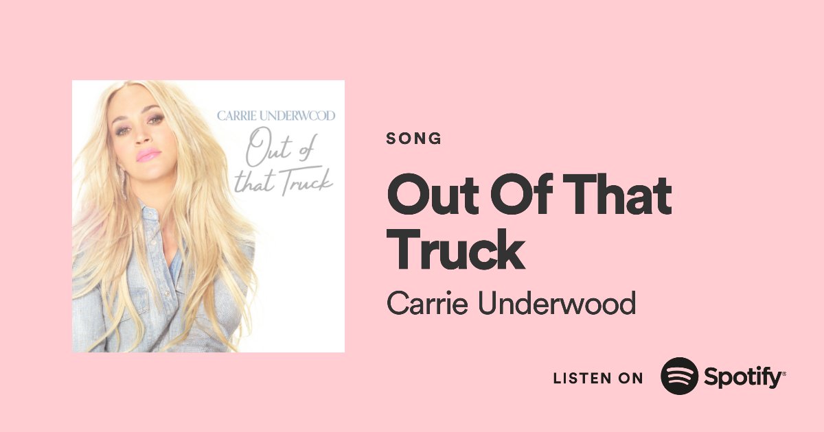 Listen to my new single #OutOfThatTruck on <a href="/Spotify/">Spotify</a>'s  Hot Country playlist: carrie.lnk.to/CUOOTTHotCount…