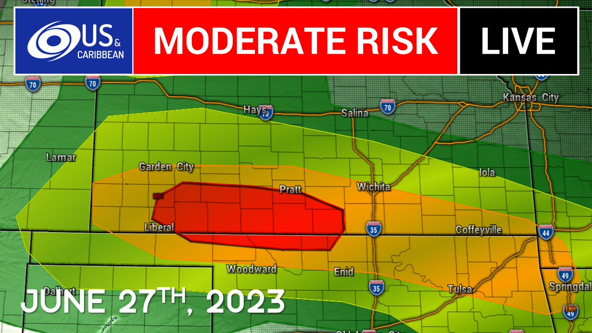 ForceThirteenUS's tweet photo. An Intense Damaging Wind Event is expected across #Oklahoma and #Kansas later this afternoon and evening, and our team will be going LIVE in just about 45 minutes to cover this threat!
https://t.co/TK7eUoX2wG
#ModerateRisk #KSwx #OKwx #110mph #destructivewinds #livecoverage https://t.co/UKQrEy1n1w