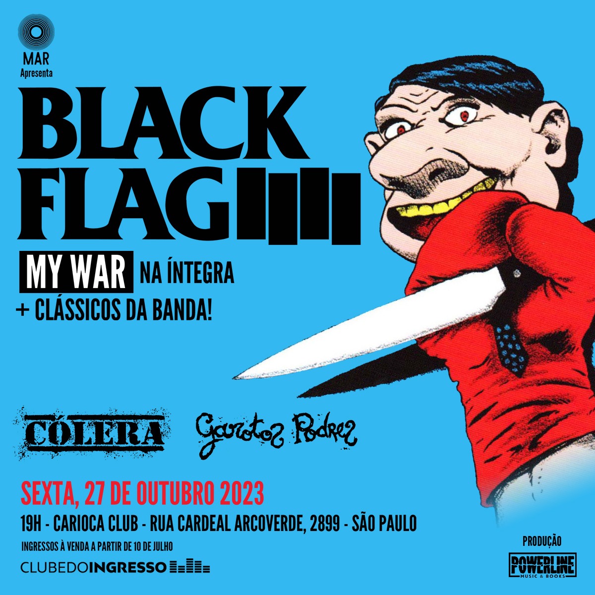 andre_barcinski's tweet photo. Maior orgulho de produzir esse show histórico: Black Flag toca o clássico "My War" e outros hits, num show de 2h com abertura de dois ícones do punk nacional: Garotos Podres e Cólera. 27/10, no Carioca. Ingressos à venda em 10 de julho. Preparem-se! https://t.co/IqGDrbDQhv