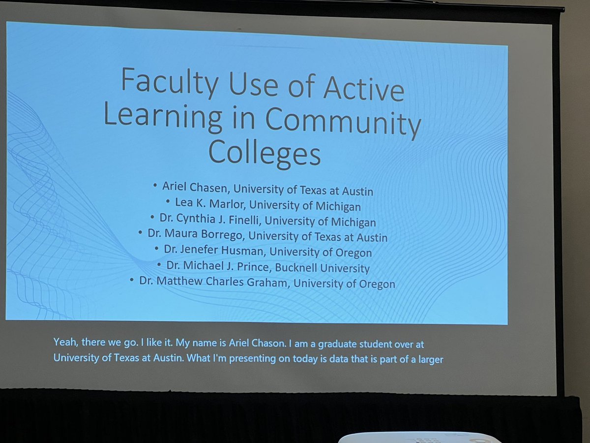 CindyFinelli's tweet photo. Great presentation at @ASEE_DC about our research on faculty use of active learning among college students - way to go Ariel Chasen! https://t.co/PlzgLbgr8k