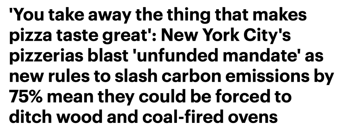 emorwee's tweet photo. Say it with me ... the NYC pizza oven rule is NOT A CLIMATE RULE

It is a rule to prevent cancer- and asthma-triggering smoke from pouring into neighbor's lungs

It has LITERALLY NOTHING to do with carbon

Y'all are literally just lying @nypost @DailyMail @FoxNews @DailyCaller https://t.co/AFBO6N7Xdk