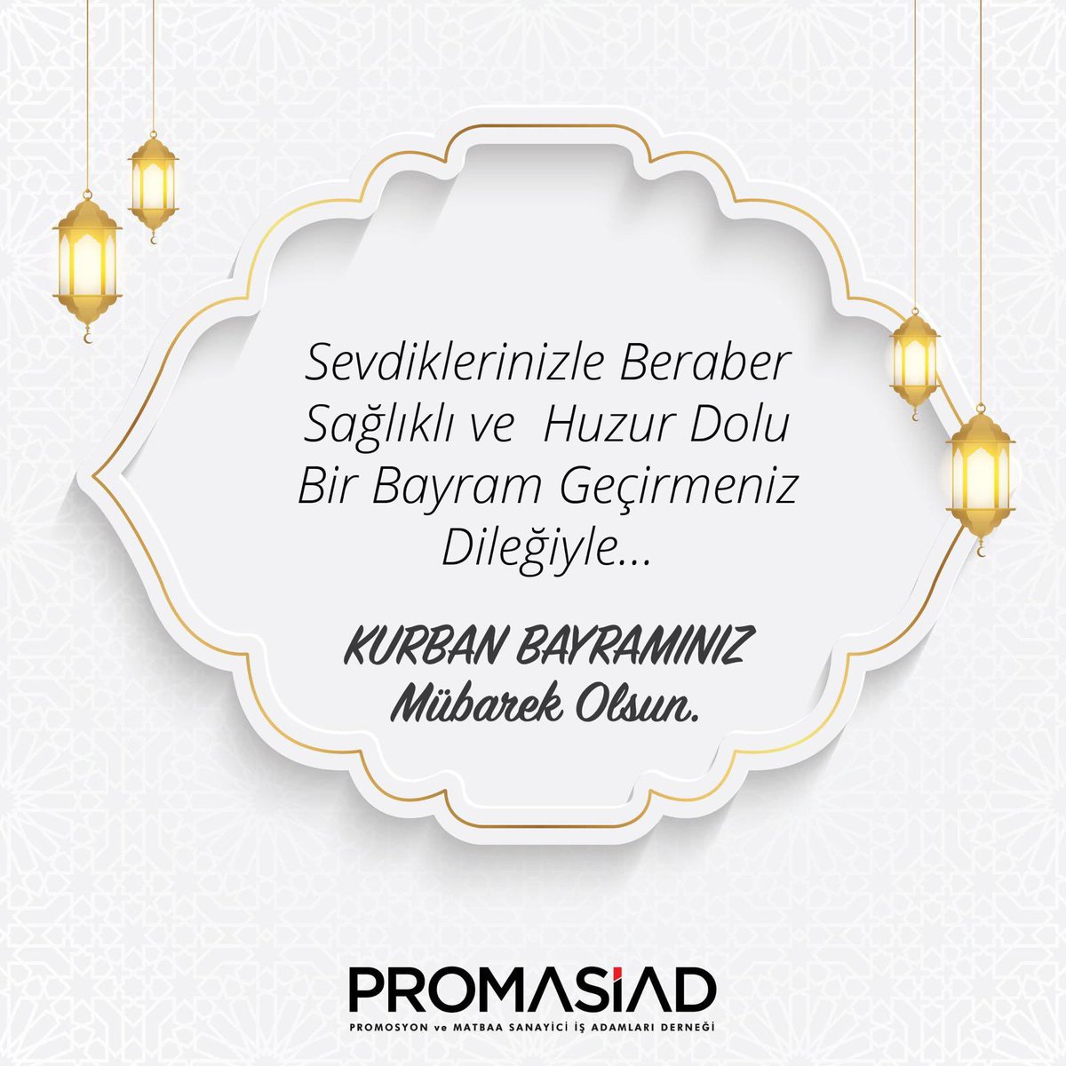Sevdiklerinizle beraber sağlıklı ve huzur dolu bir bayram geçirmeniz dileğiyle.. Kurban Bayramınız mübarek olsun. 

#kurbanbayramı #promasiad