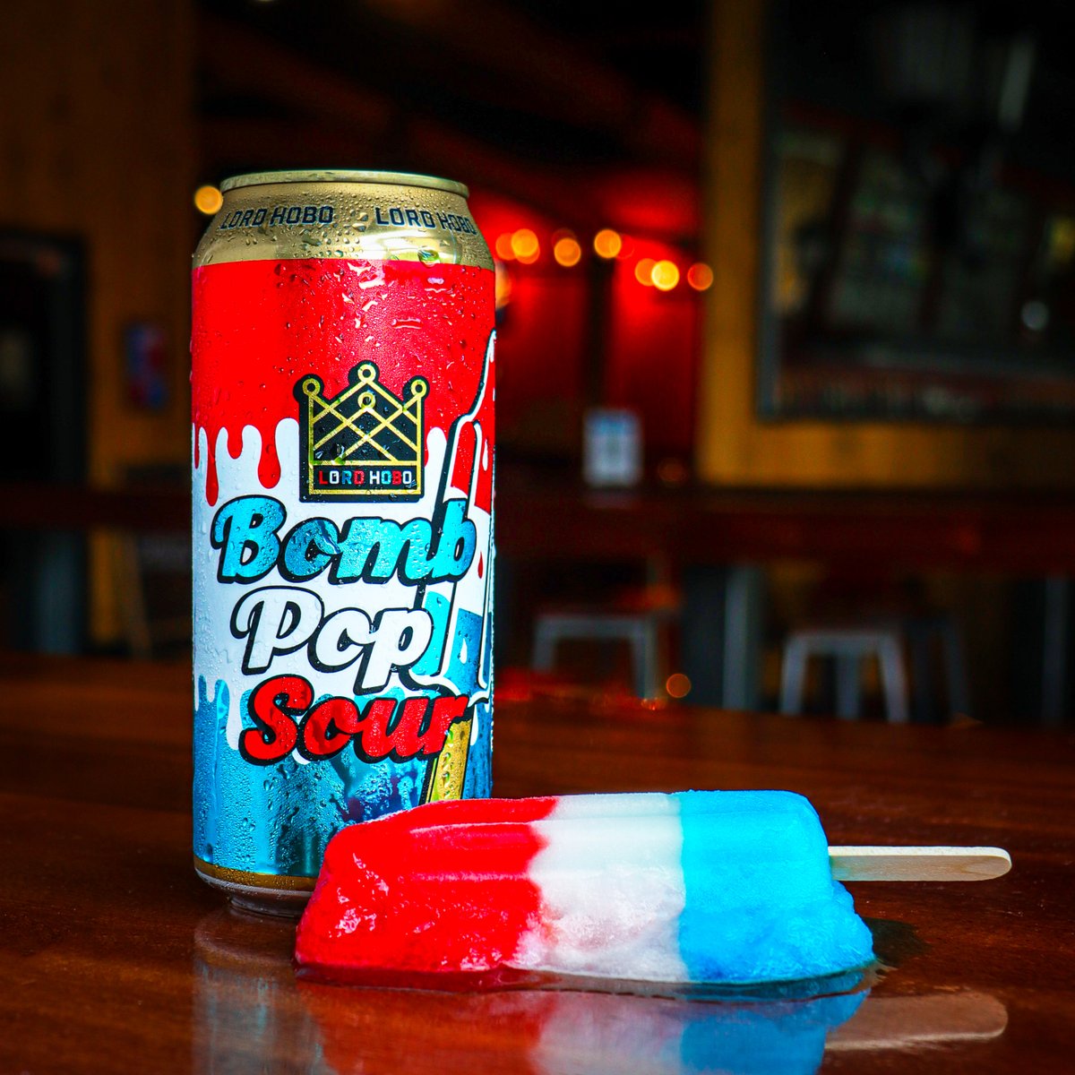 Bomb Pop Sour is back! With explosive flavors of cherry, lemon, and blue raspberry, this sour is the perfect combination of tart and sweet. Available exclusively at our locations. Releasing today at Lord Hobo Woburn, and hitting Lord Hobo Boston & Cambridge bar later this week.