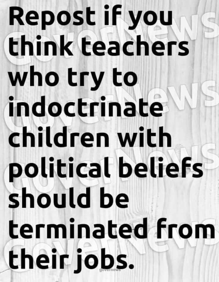 polishprincessh's tweet photo. Our education system is no longer designed to teach kids how to think. It is designed to tell kids what to think.
Teachers who try to indoctrinate children with political beliefs should be fired. https://t.co/VGXof8kgrr