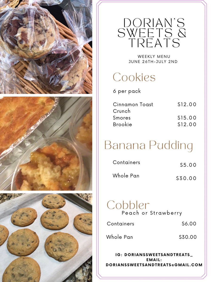 I’m late but here’s my menu for the week! Shipping available🤎
#SupportBlackBusiness