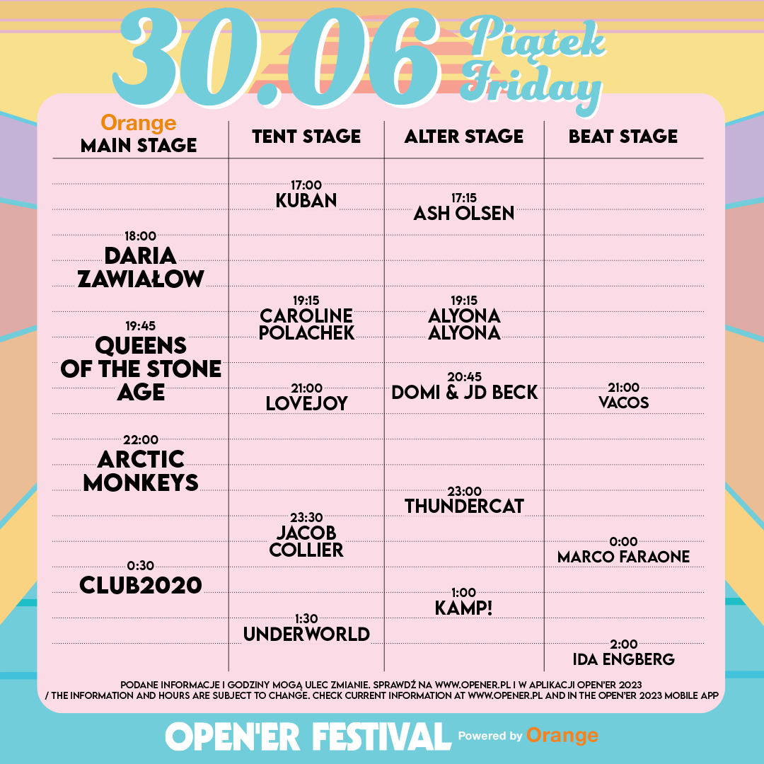 june 30th
gdynia, poland
open’er festival 2023
tent stage 
(RIGHT BEFORE THE ARTIC MONKEYS IM SOOOO 😭😭😭)