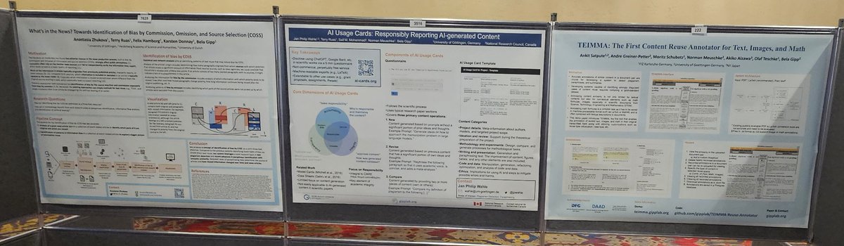 Norman Meuschke (@meuschken) on Twitter photo The <a href="/GippLab/">GippLab@Uni-Göttingen</a> team is excited to present the following three demo papers at #jcdl2023:
AI Usage Cards: Responsibly Reporting AI-generated Content - J. P. Wahle, T. Ruas, S. M. Mohammad, N. Meuschke, and B. Gipp (gipplab.org/wp-content/pap…) The <a href="/GippLab/">GippLab@Uni-Göttingen</a> team is excited to present the following three demo papers at #jcdl2023:
AI Usage Cards: Responsibly Reporting AI-generated Content - J. P. Wahle, T. Ruas, S. M. Mohammad, N. Meuschke, and B. Gipp (gipplab.org/wp-content/pap…)