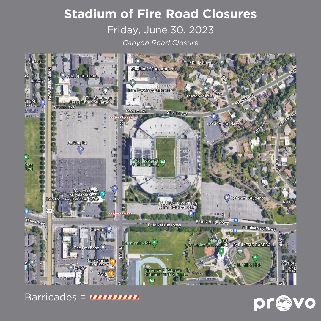 Provo City on Twitter "Stadium of Fire is coming up! Road closures