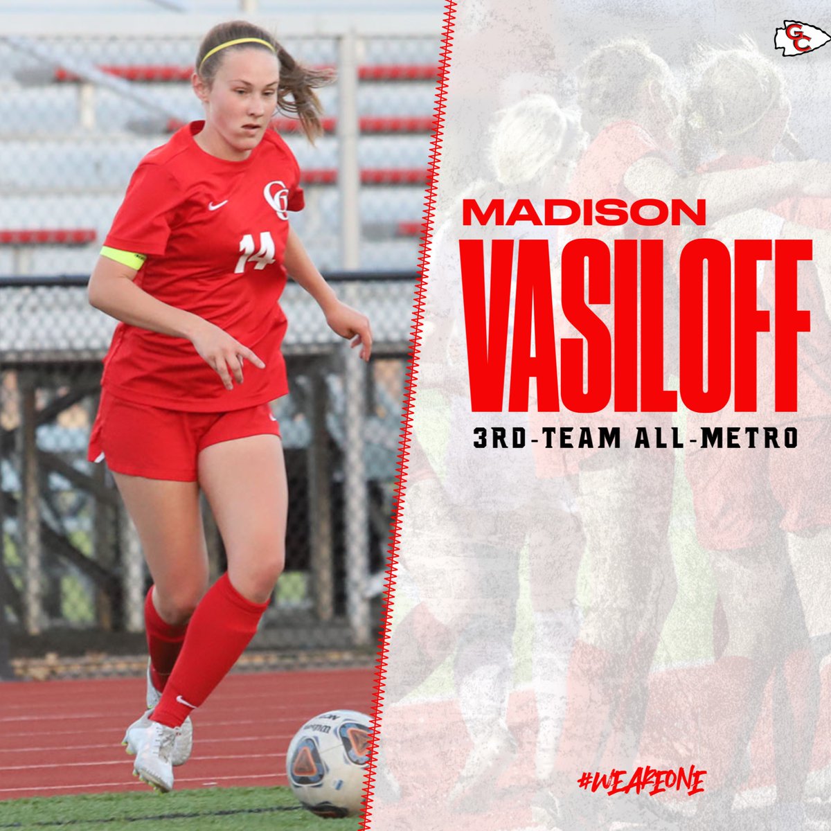 Congrats to <a href="/GchsLadySoccer/">GCHS Girls Soccer</a> junior forward Madison Vasiloff for earning <a href="/STLhssports/">STLhighschoolsports</a> 3rd-Team All-Metro honors. Vasiloff, a Lindenwood recruit, had 19 goals and four assists for 42 points.