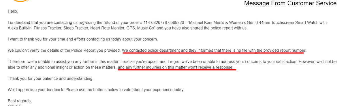 ShekherSubrata's tweet photo. @amazon @AmazonHelp If you are unable to verify the police report please let me know any alternative or action i can do to fix, i have already forwarded this email to @NBCChicagoPD , we won't provide further reply is not an answer @JeffBezos https://t.co/H5bvr7NhVP