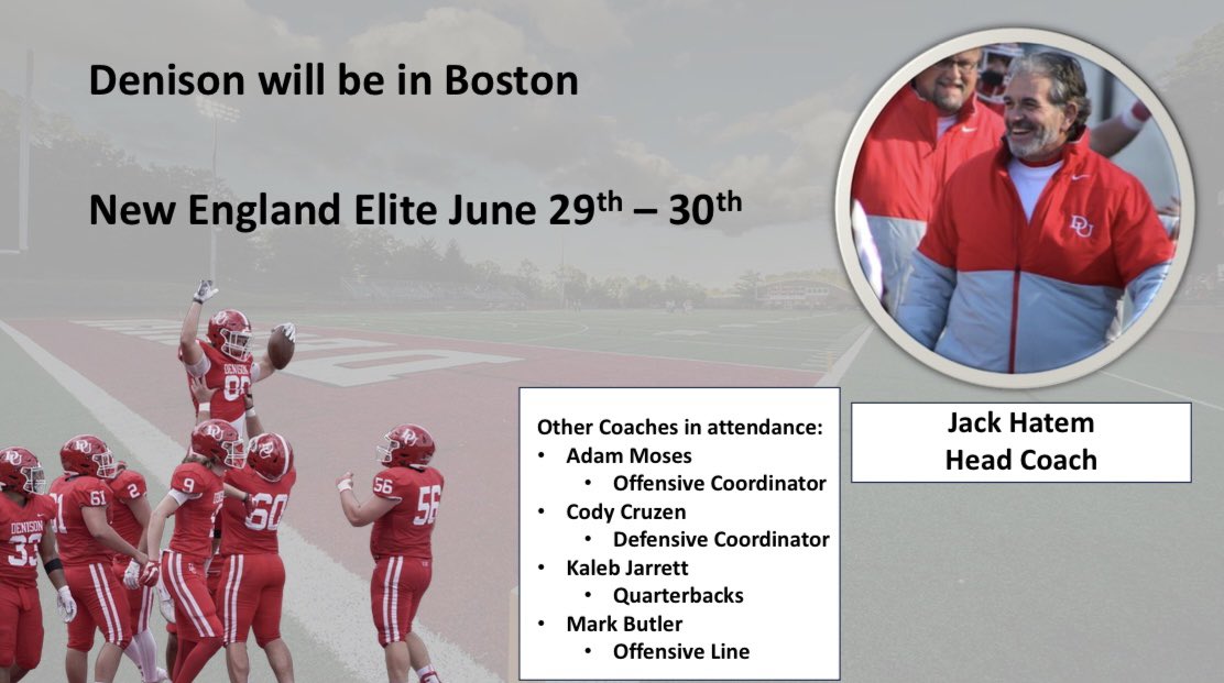 Our staff will be in Boston this week at the New England Elite Football Clinic! Excited to see all of the ELITE players!! #RollDENNY