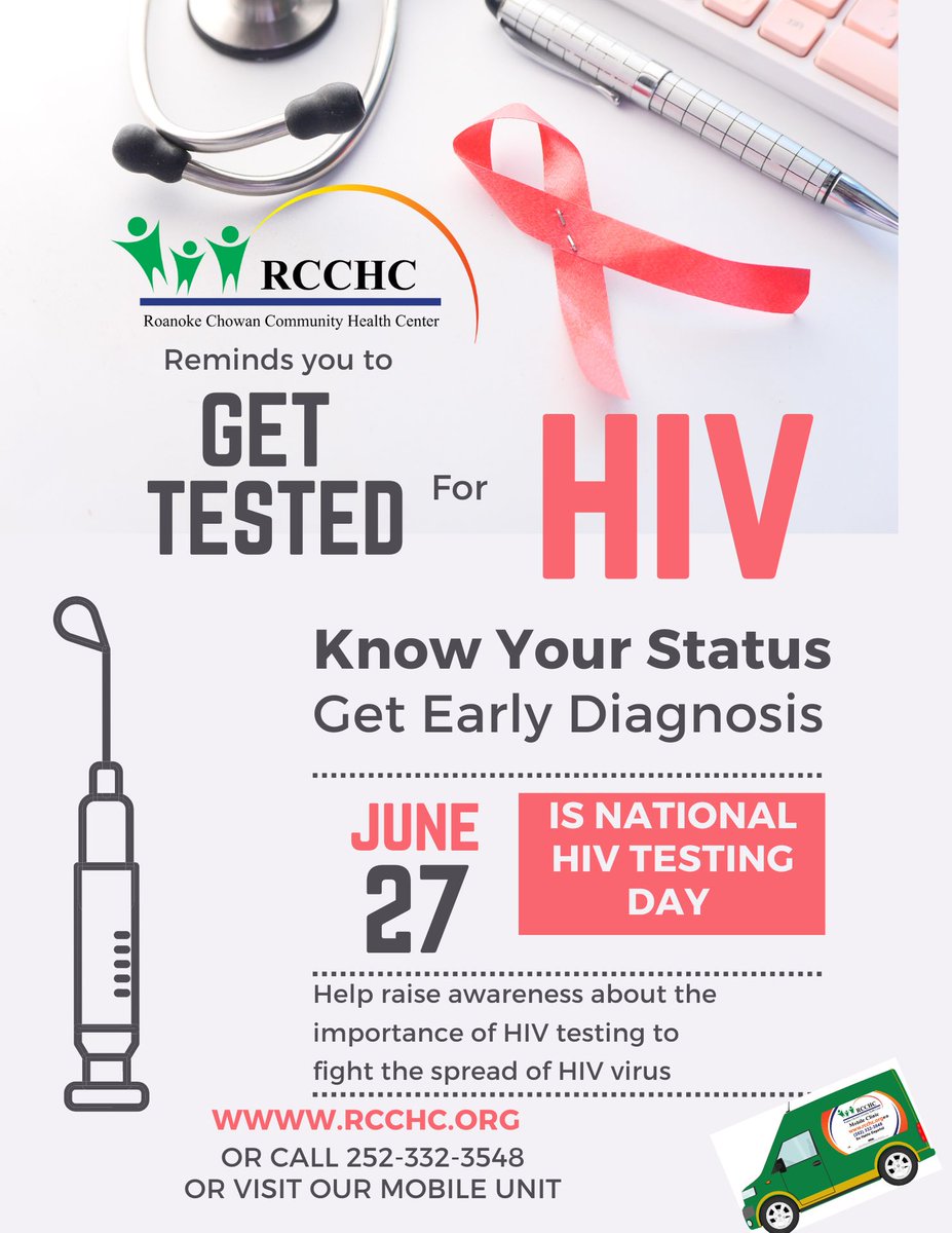 DYK that June 27 is National #HIV Testing Day? Make sure you get tested and know your status! Come by RCCHC sites to get tested any time. #NationalHIVTestingDay #ValueCHCs