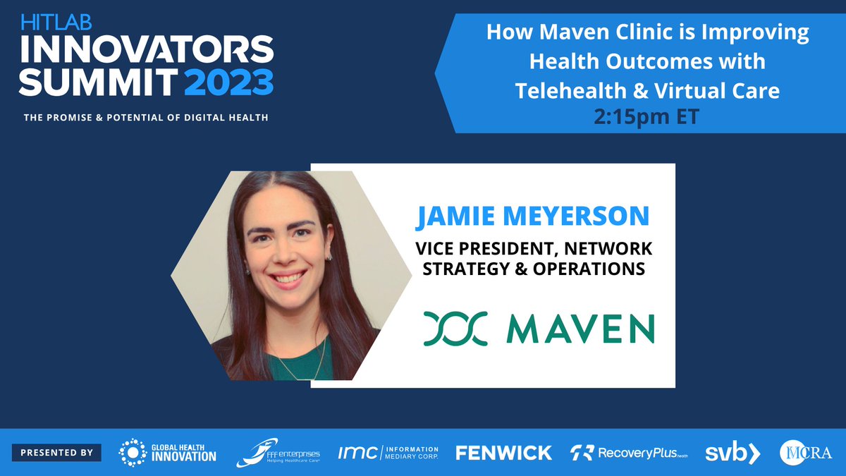 HITLABnyc's tweet image. Don't miss Jamie Meyerson's keynote presentation on how Maven Clinic is enhancing health outcomes through telehealth and virtual care. #HITLABSummit hitlab.org/summit/