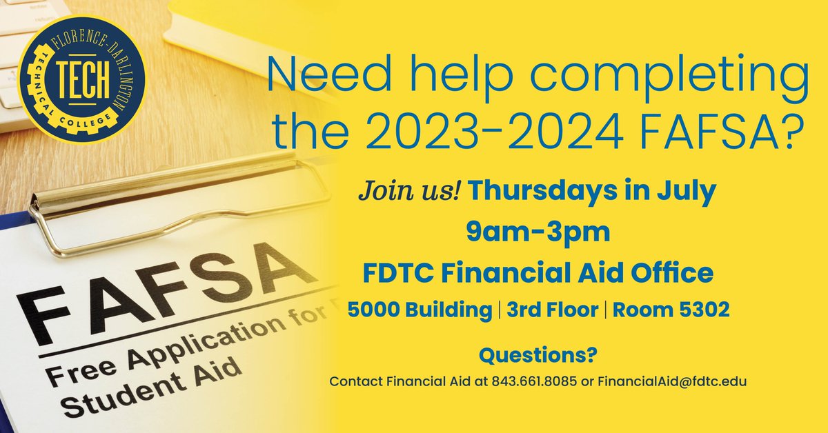 FloDar_Tech's tweet image. Filing a FAFSA is the single most important thing you can do to get money for college. It’s the gateway to more than $150 billion in college grants, work-study funds, and federal student loans, as well as certain state-based aid.
#fdtech #peedee #fafsahelp #technicalcollege