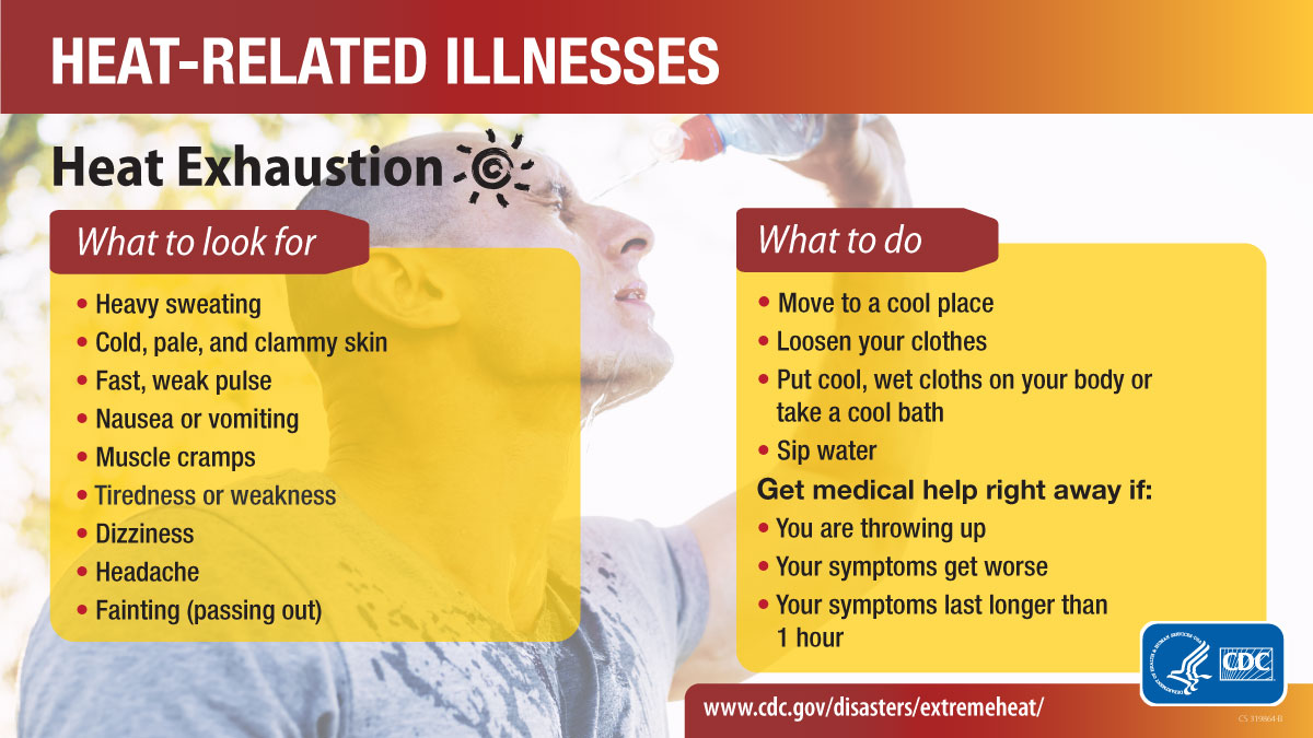 KeepFSUSafe's tweet photo. 🌡️⚕️ With the extreme heat North Florida is experiencing this week, know how to spot signs of heat-related illness and what to do to help yourself and others stay #SeminoleSAFE! https://t.co/fXjCoHWCXy