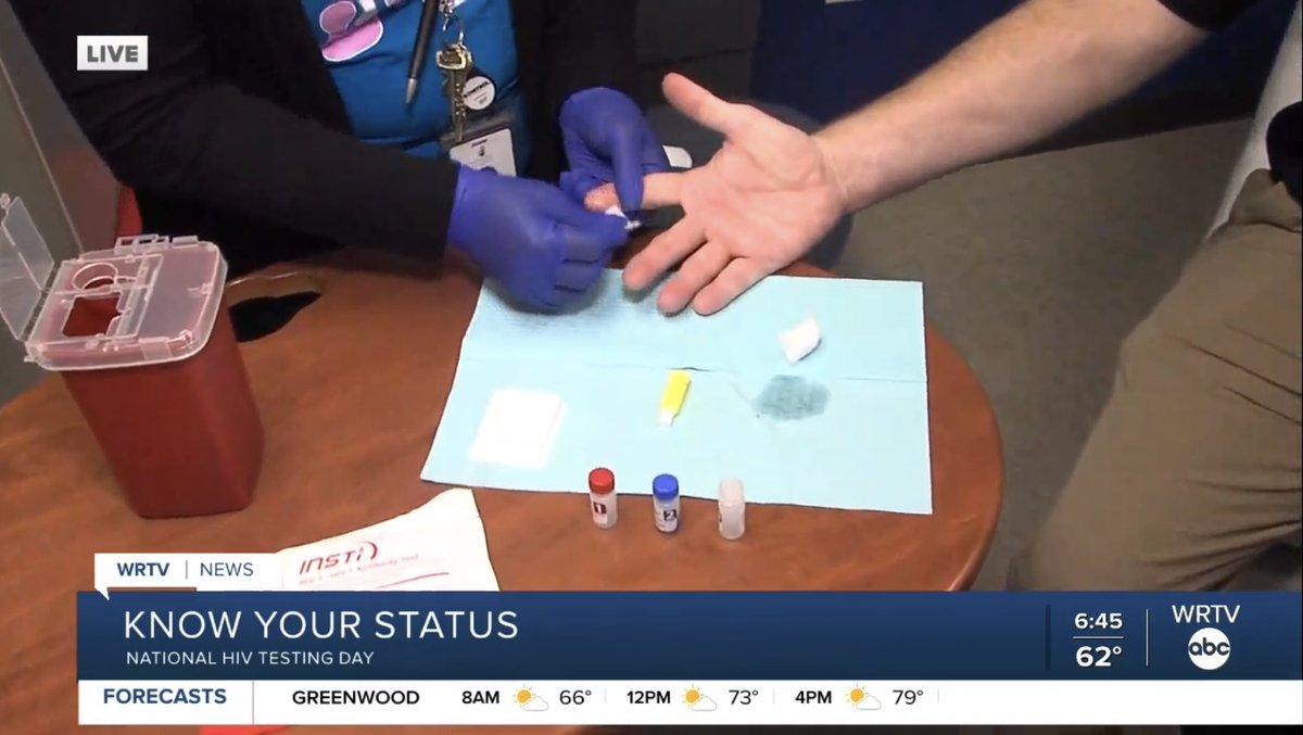 PorchlightPR's tweet photo. Do you know your HIV status? Today is #NationalHIVTestingDay and @DamienCenter is hosting free tests for anyone who wants one! Click here to see @nicopennisitv's story from this morning: https://t.co/sdGJDsLz9H @wrtv https://t.co/N1HcjnCEgM