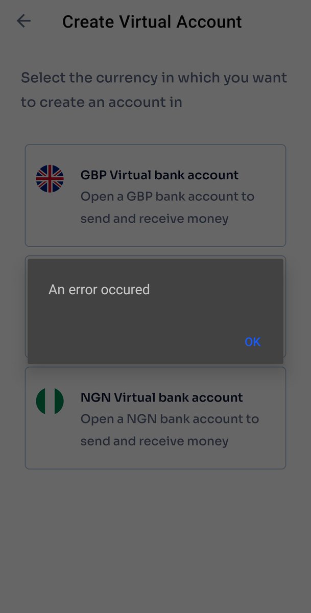 kevintheoooo's tweet photo. @geegpay_hq Have been trying to create Naira Virtual account for the past 3days and I keep receiving error! https://t.co/z5OdN0TDGk