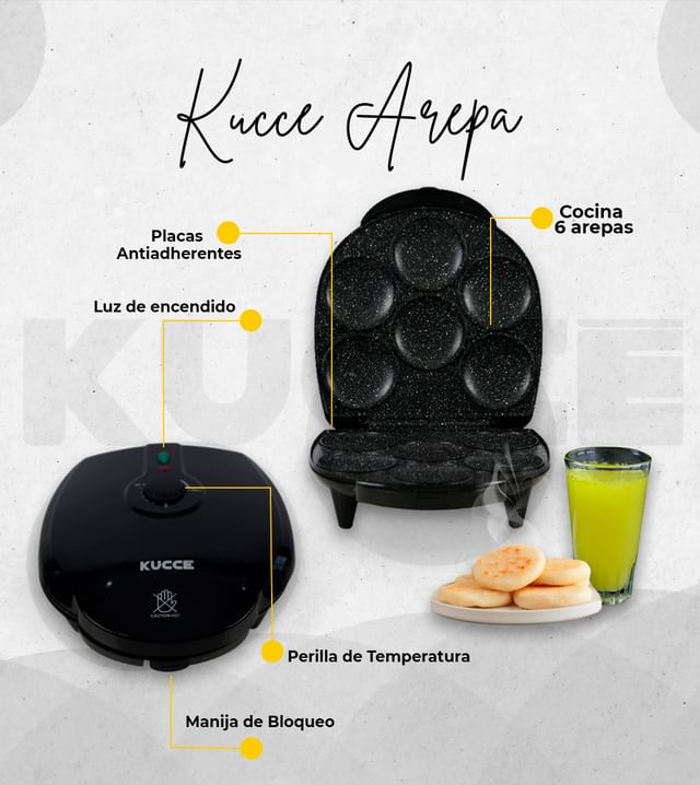 ActualidadN24C's tweet image. #Kucce - ¡Te presentamos al producto estrella de nuestra línea Classico!🌟

Nuestro Kuccearepa tiene la capacidad de preparar 6 arepas en 5 minutos para que te ahorres mucho tiempo al cocinar👩‍🍳

Siendo una excelente opción para acompañarte en la cocina🤩

Cuenta con un elegante