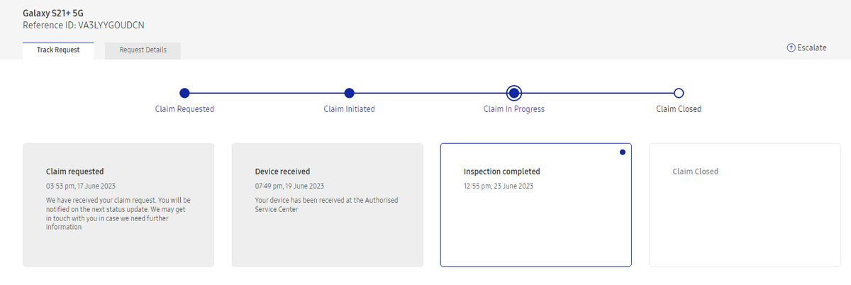 ramees_kr's tweet photo. Dear, @SamsungIndia and @SamsungMobile ,

My phone covered under care plus plan was submitted for repair on 17th June 2023. 

Although my extended warranty is active as per @ServifyHQ @Servify portal, the same is not updated in your GSPN portal. https://t.co/skO0A8pNmO