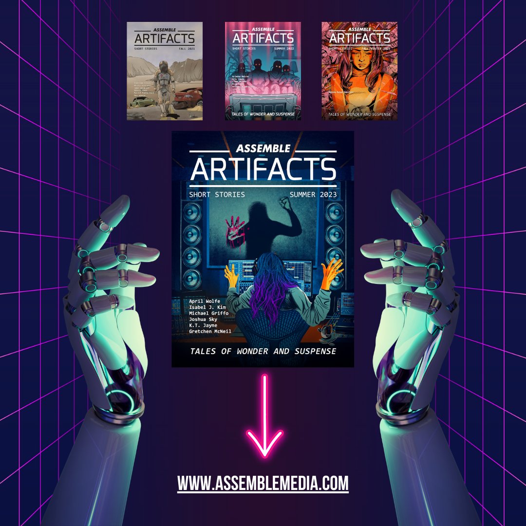 Our first 4 issues of #AssembleArtifacts Magazine are available now with Issue #4 OUT TODAY from <a href="/BlackstoneAudio/">Blackstone Publishing</a> &amp; feat. work from @AWolfeful <a href="/isabeljkim/">Isabel J. Kim | 김지영</a>  <a href="/Michael2264/">Michael Griffo</a>  <a href="/GretchenMcNeil/">Gretchen McNeil</a>  #JoshuaSky #KTJayne - Art by <a href="/AmauryFilhoart/">Amaury Filho</a> 
LINK IN BIO.